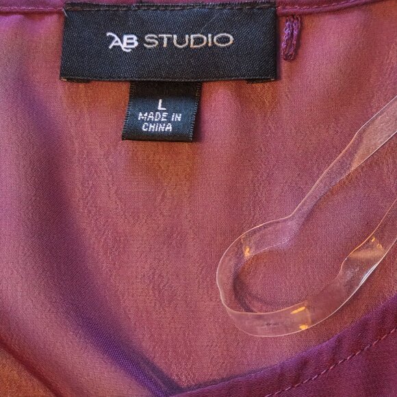 New AB Studio top Women's large Tulip sleeves Sheer fairy breezy lightweight - Picture 16 of 16